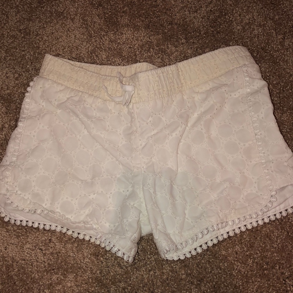 white shorts with cute detailing